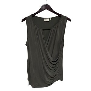 Deletta Women's Round Neck Green Sleeveless Top Size Large Length‎ 26"